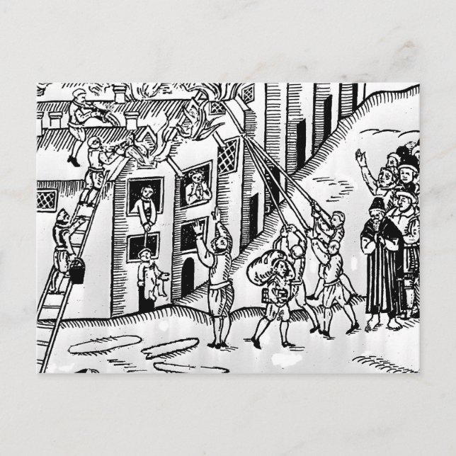 Carte Postale Lutte contre l'incendie pendant le grand feu de (Devant)