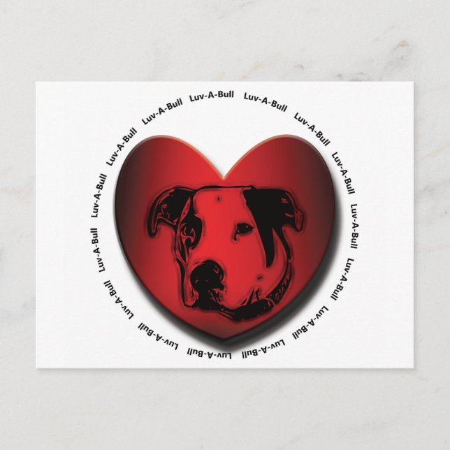 Carte Postale Luv-A-Bull American Bulldog Pit Bull Heart (Devant)