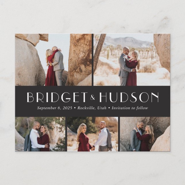 Carte Postale Luxe Collage couleur modifiable Enregistrer la dat (Devant)