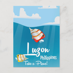 Carte Postale Luzon, Philippines affiche de voyage dessin animé