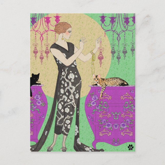 Carte Postale Lydia & Bengale en Fuchsia et Green (Devant)