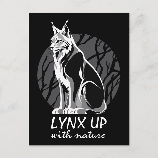 Carte Postale Lynx avec la nature (Devant)