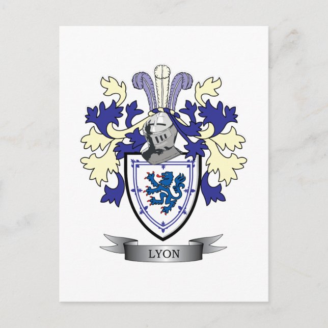 Carte Postale Lyon Family Crest Coat of Arms (Devant)