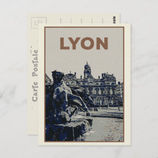Carte Postale Lyon Fontaine Bartholdi illustration France