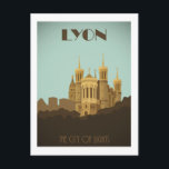 Carte postale Lyon Fouviere Basilicate<br><div class="desc">Poster vintage graphique de la basilique emblématique de Fourvière à Lyon</div>