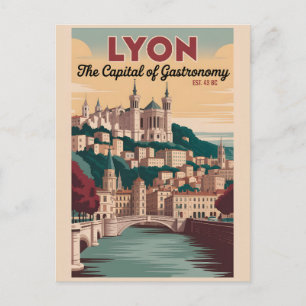 Carte Postale Lyon France Rétro Ciel Ville Voyage