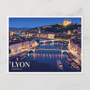 Carte Postale Lyon la nuit France