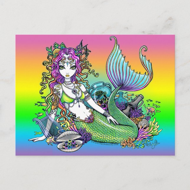 Carte postale "Lyra" Rainbow Sea Scape Mermaid (Devant)