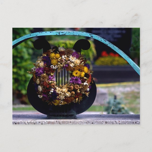 Carte Postale Lyre Aux Fleurs De Paille (Devant)