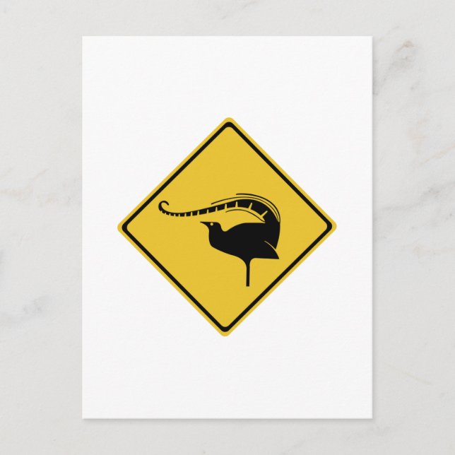 Carte Postale Lyrebird Crossing, Signal d'avertissement de trafi (Devant)