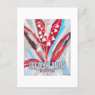 Carte Postale Lys de la vallée Mois de naissance Fleur Aquarelle