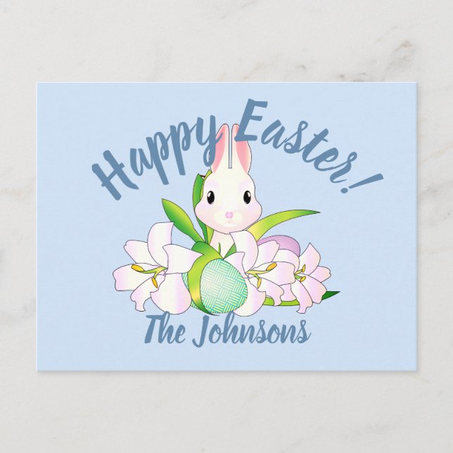 Carte Postale Lys de Pâques et Bunnies sucrés (Devant)