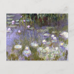 Carte Postale Lys d'eau (1922) Claude Monet<br><div class="desc">Carte postale d'art avec la peinture à l'huile Water Lilies (vers 1922),  de Claude Monet (1840-1926). L'une des séries de peintures de nénuphars de Monet de ses propres jardins à Giverny,  qui représente des nénuphars roses sur l'eau avec une teinte lavande et des roseaux verts.</div>