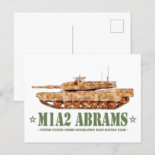 Carte Postale M1A2 Abrams US MBT Tank Desert Storm Vétérinaire