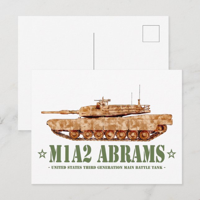 Carte Postale M1A2 Abrams US MBT Tank Desert Storm Vétérinaire (Devant / Derrière)
