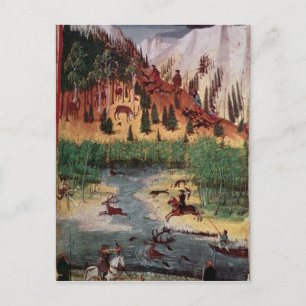 Carte Postale M5751 f.2v Maximilian I chasse au cerf