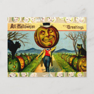 Carte Postale M. Citrouille (Carte d'Halloween Vintage)