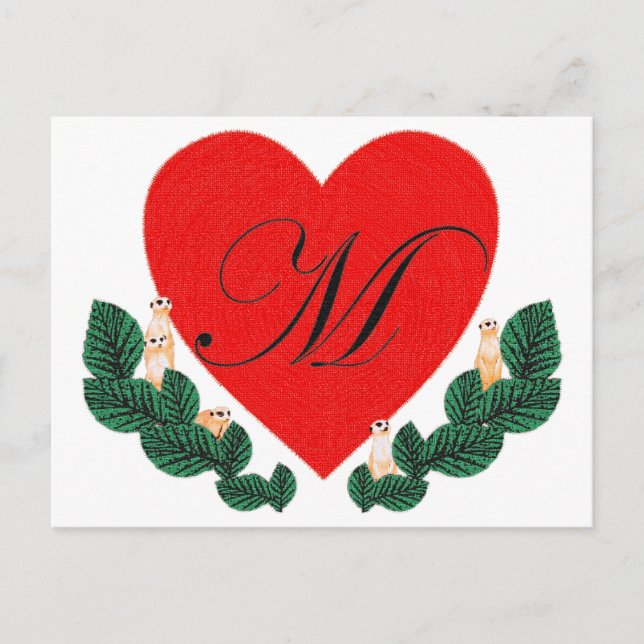 Carte Postale M dans un coeur (Devant)