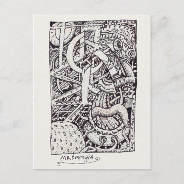 Carte Postale M. Emptyful, dessin à l'encre (Devant)