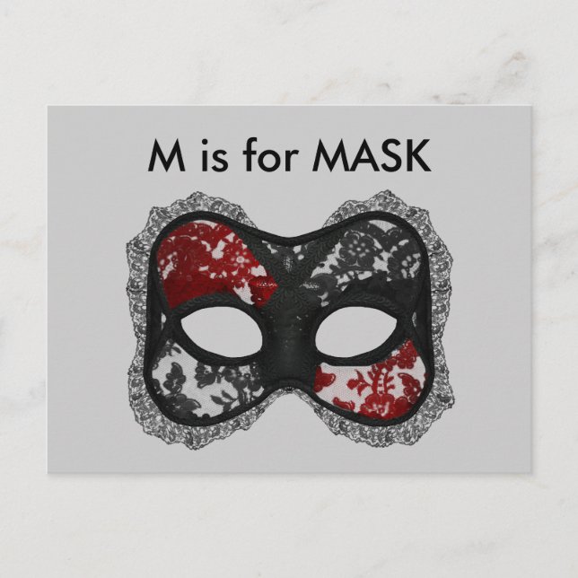 Carte Postale "M" est pour Masque Alphabet Flashcard (Devant)