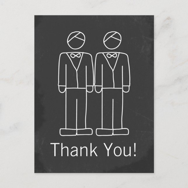 Carte Postale M. et M. Doodle Chalkboard Merci Mariage gay (Devant)