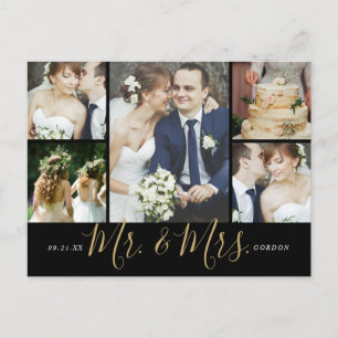 Carte Postale M. et Mme 5 Photo Collage Mariage Merci