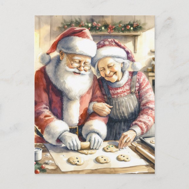 Carte Postale M. et Mme Clause Joli Noël Personnalisé (Devant)