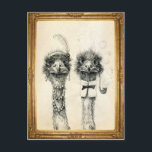 Carte Postale M. et Mme Ostrich encadrés<br><div class="desc">Carte de paiement post-crossing. Artist's original drawing Alors be suitable for Bridal Shower or invite. If you purchase it,  please write a review ! Je n'ai pas besoin de savoir faire well Zazzle prints my art!!!</div>