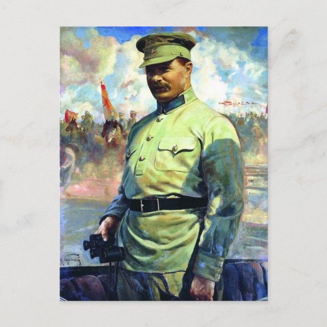 Carte Postale M. Frunze - Officier de l'Armée soviétique, Fondat (Devant)