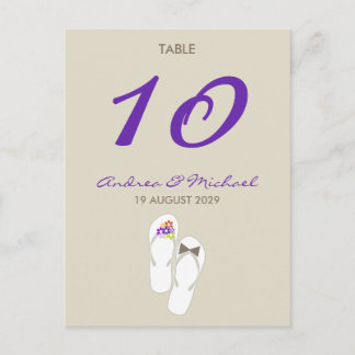 Carte Postale M. & Mme Daisies Flip Flops Mariage Numéro de tabl