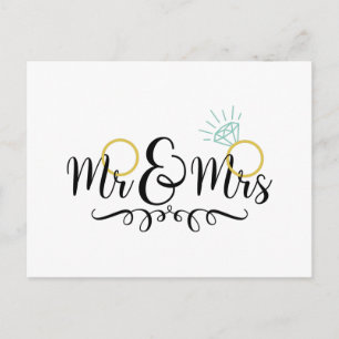 Carte Postale M. & Mme Mariage Rings