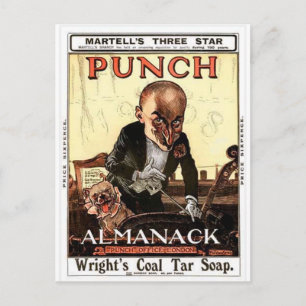 CARTE POSTALE M. PUNCH VINTAGE ALMANAC 1908 DESIGN D'IMPRESSION