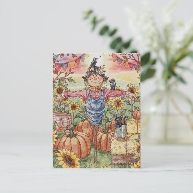 Carte Postale "M. Scarecrow" - Belle illustration d'Halloween (Debout devant)