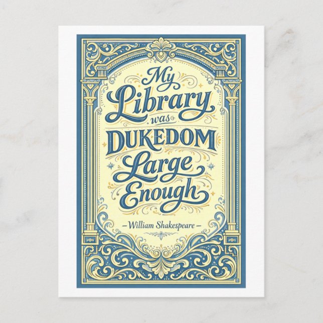 Carte Postale "Ma bibliothèque" Shakespeare (Devant)
