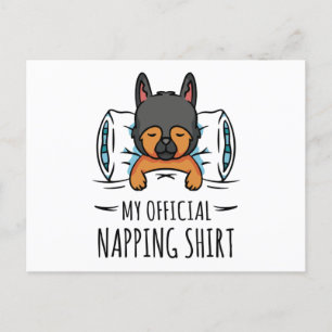 Carte Postale Ma chemise de sieste officielle avec chien couchan
