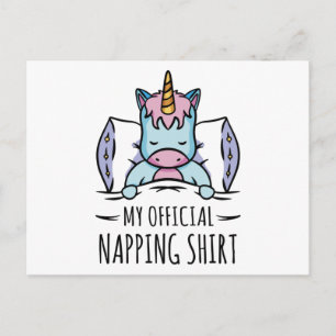 Carte Postale Ma chemise officielle de sieste avec licorne endor