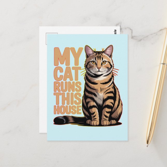 Carte Postale Ma citation drôle d'amour de chat (Devant/Arrière en situation)