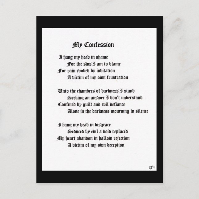 Carte Postale Ma confession (Devant)