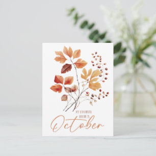 Carte Postale Ma couleur préférée est octobre