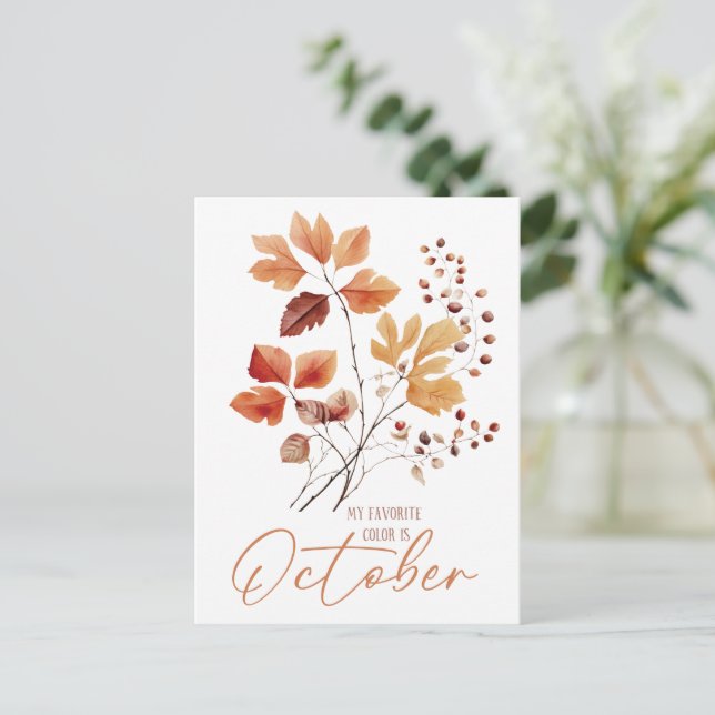 Carte Postale Ma couleur préférée est octobre (Debout devant)