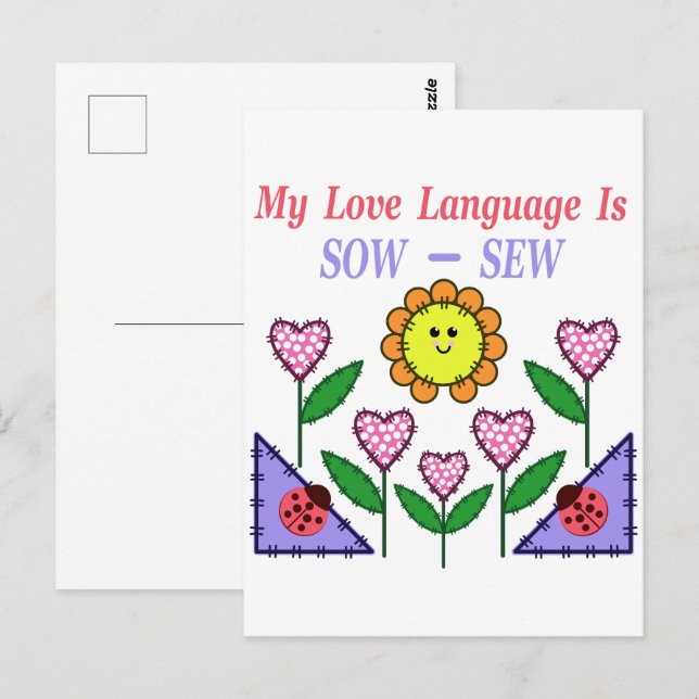 Carte Postale Ma langue de l'amour est coudre (Devant / Derrière)