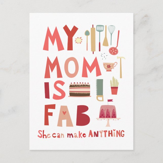 Carte Postale Ma mère est fab (Devant)