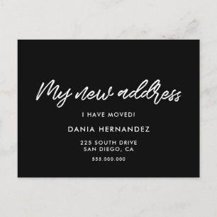 Carte Postale Ma nouvelle adresse faire-part mobile moderne noir