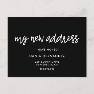 Carte Postale Ma nouvelle adresse Simple faire-part mobile noir