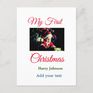 Carte Postale Ma première bougie de Noël ajouter nom photo bébé