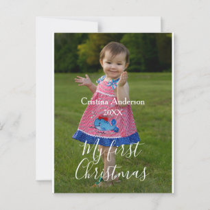 Carte Postale ma première fille de Noël nom photo année simple