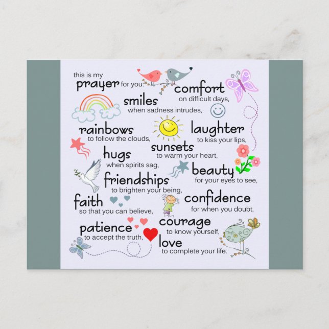 Carte Postale Ma Prière Pour Vous | Bleu (Devant)