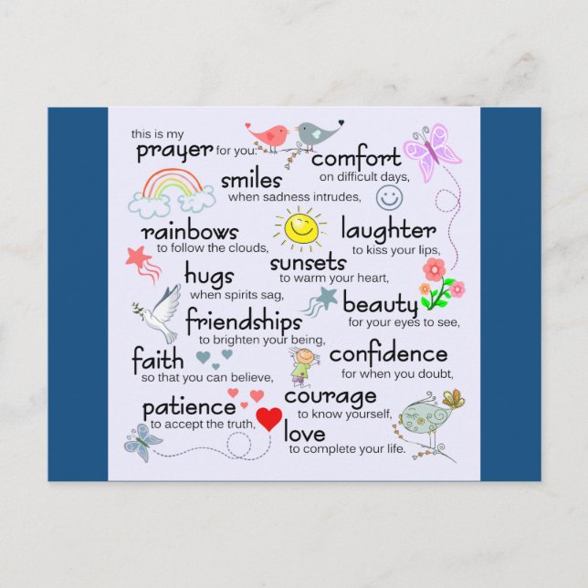 Carte Postale Ma Prière Pour Vous | Bleu classique (Devant)