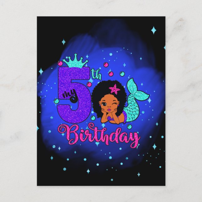Carte Postale Ma Sirène d'anniversaire 5 ans (Devant)
