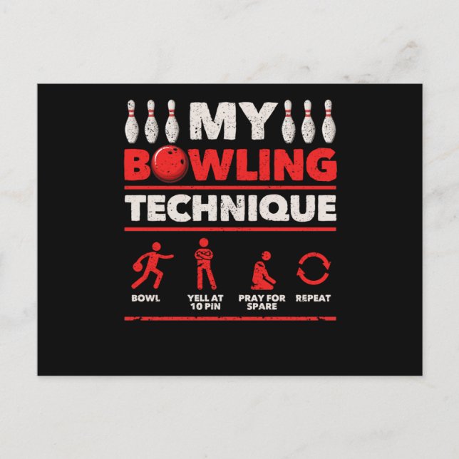 Carte Postale Ma Technique de Bowling Hurle de Prière à 10 Quill (Devant)